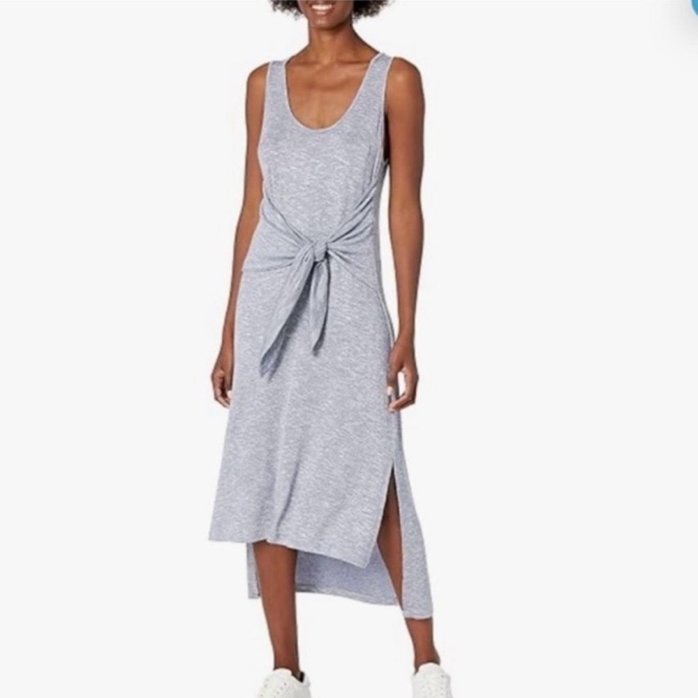 La Blanca Beach Cozy Tie Front stretch Blue Gray Midi Dress Cover Up, size small